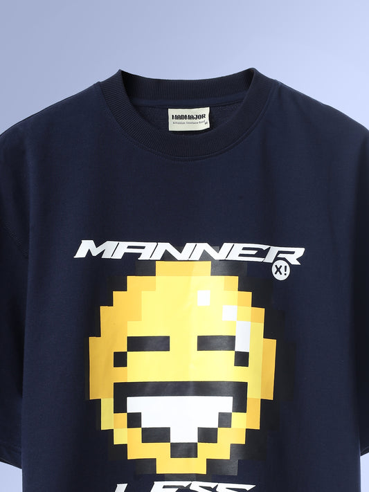 NAVY BLUE MANNER LESS T-SHIRT